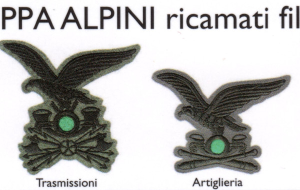 Fregi truppa alpini ricamati in filo nero